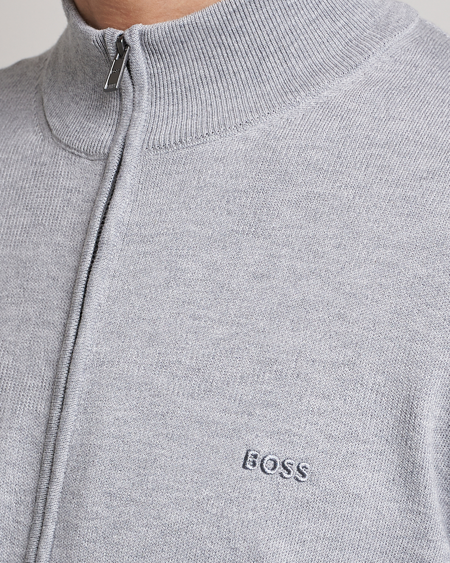Hombres | Jerséis y prendas de punto | BOSS BLACK | Palano Knitted Full-Zip Silver