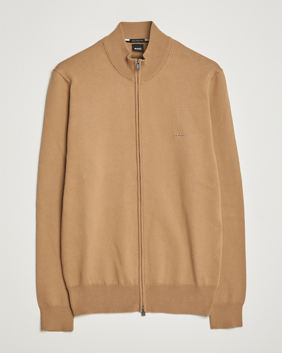 Hombres | Jerséis y prendas de punto | BOSS BLACK | Palano Knitted Full-Zip Medium Beige