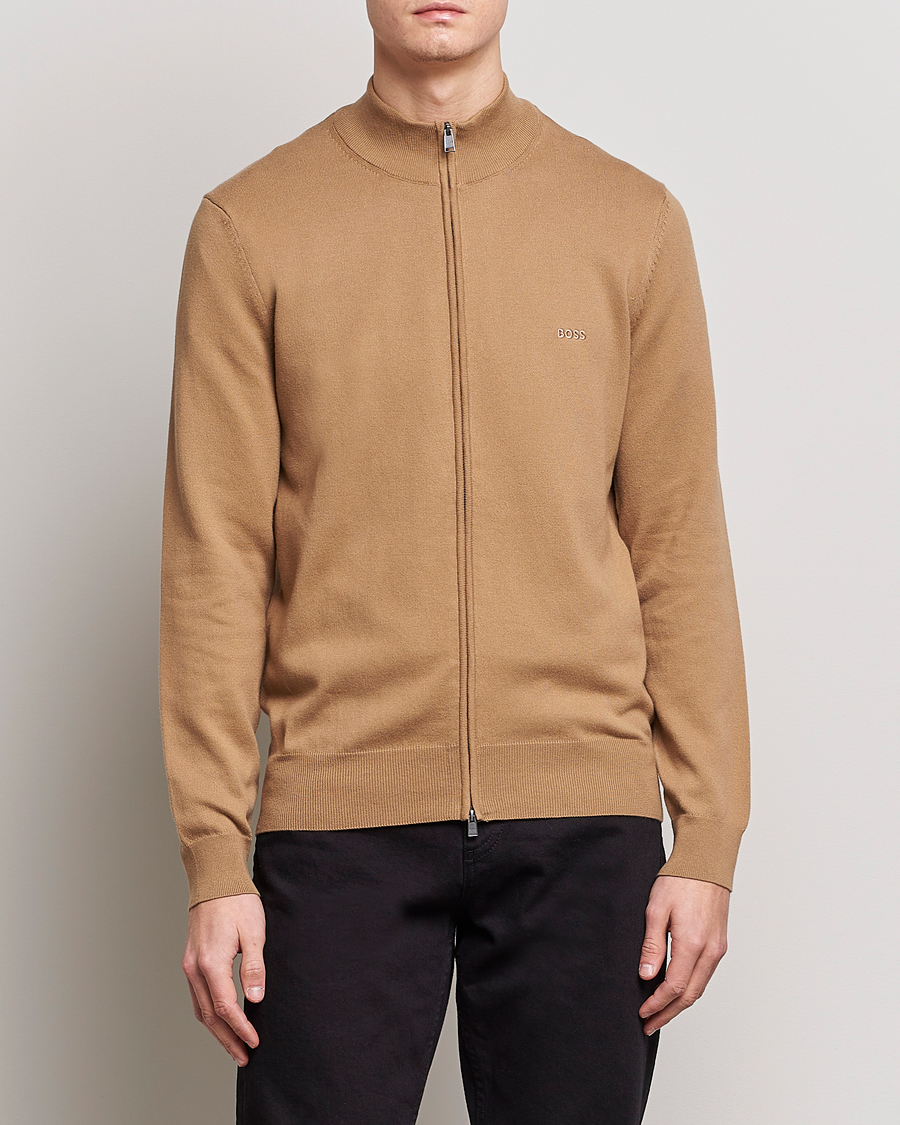 Hombres | Jerséis y prendas de punto | BOSS BLACK | Palano Knitted Full-Zip Medium Beige