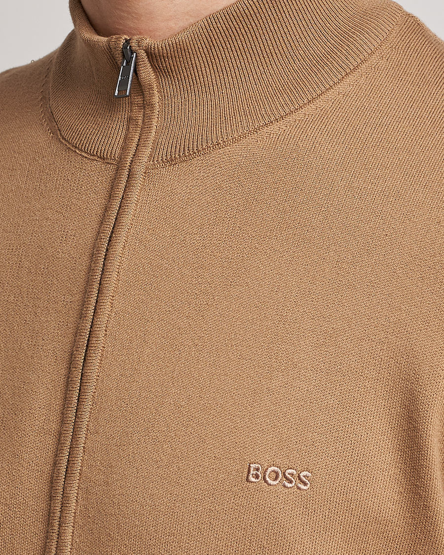 Hombres | Jerséis y prendas de punto | BOSS BLACK | Palano Knitted Full-Zip Medium Beige