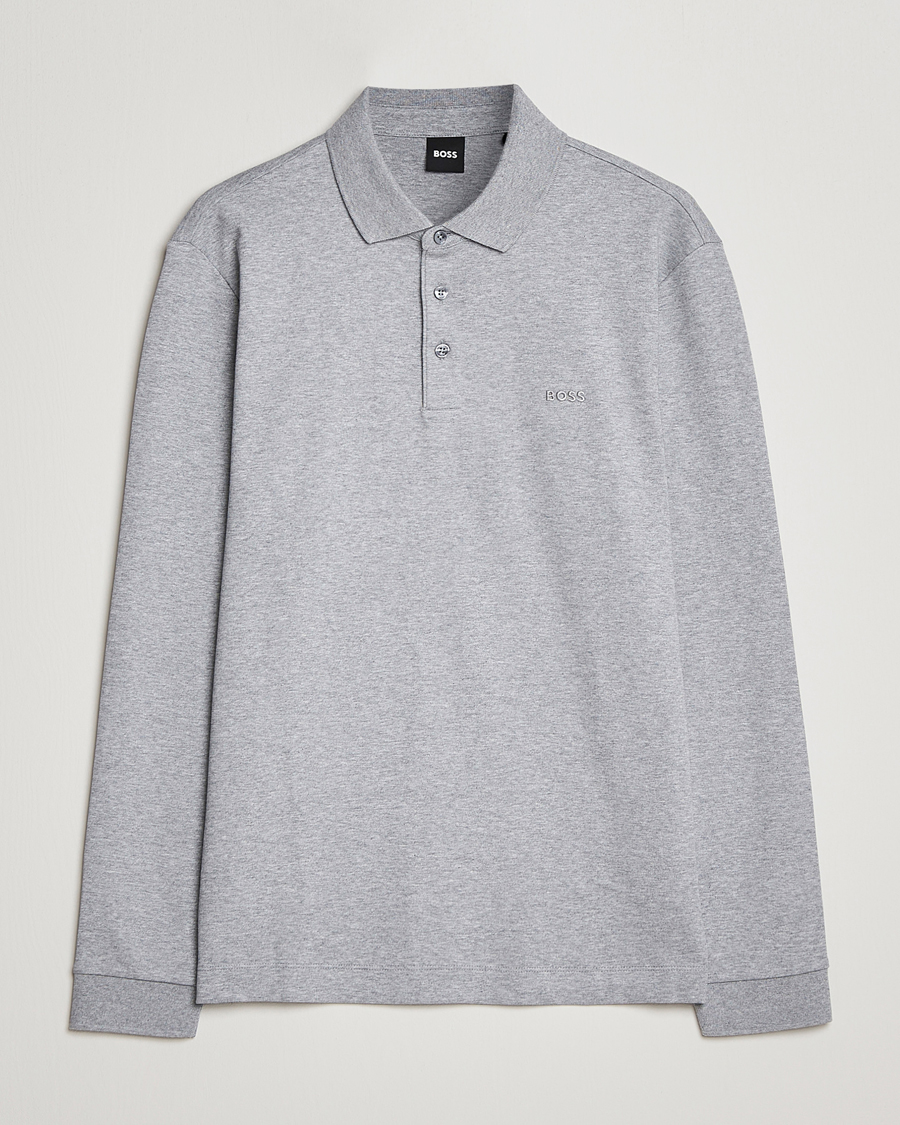 Hombres | Jerséis y prendas de punto | BOSS BLACK | Pado Knitted Polo Shirt Silver