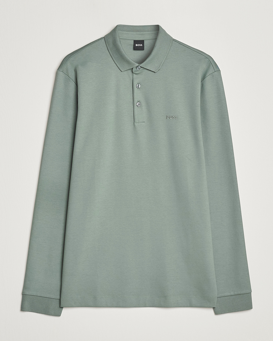 Hombres | Jerséis y prendas de punto | BOSS BLACK | Pado Knitted Polo Shirt Open Green