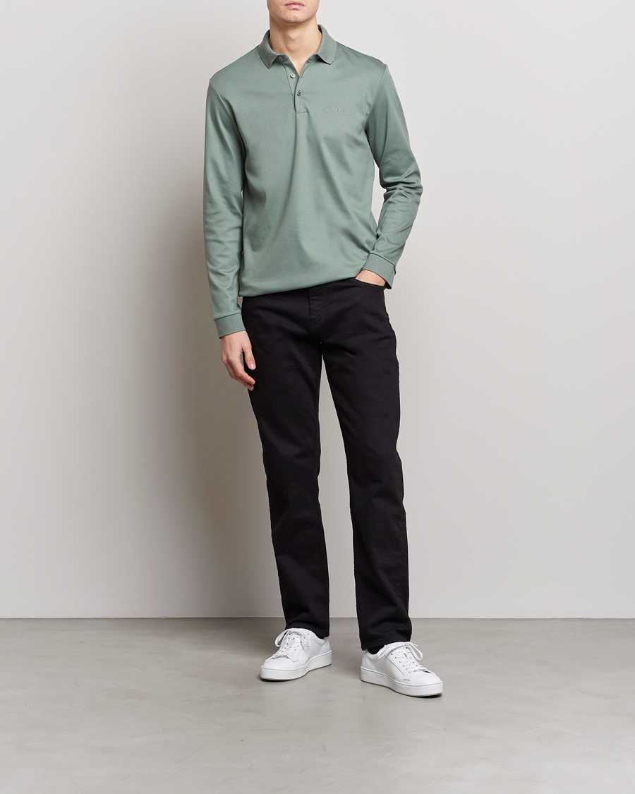 Hombres | Jerséis y prendas de punto | BOSS BLACK | Pado Knitted Polo Shirt Open Green