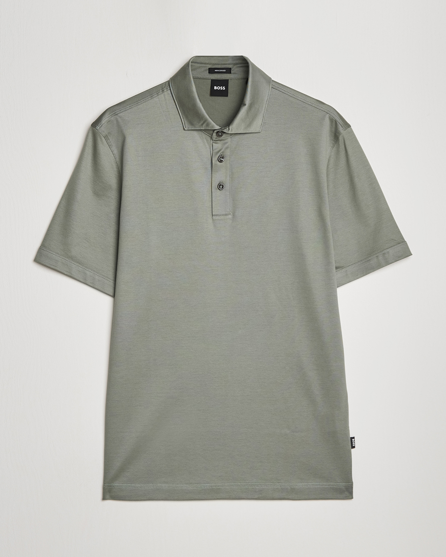 Hombres | Polos | BOSS BLACK | Press Cotton/Lyocell Polo Open Green