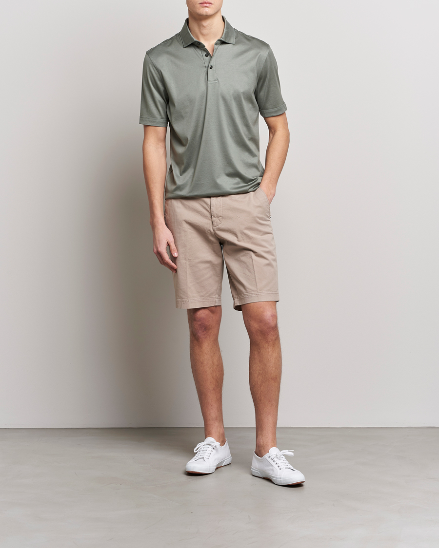 Hombres | Polos | BOSS BLACK | Press Cotton/Lyocell Polo Open Green