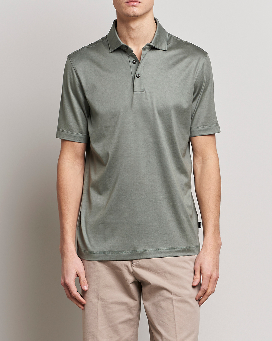 Hombres | Polos | BOSS BLACK | Press Cotton/Lyocell Polo Open Green