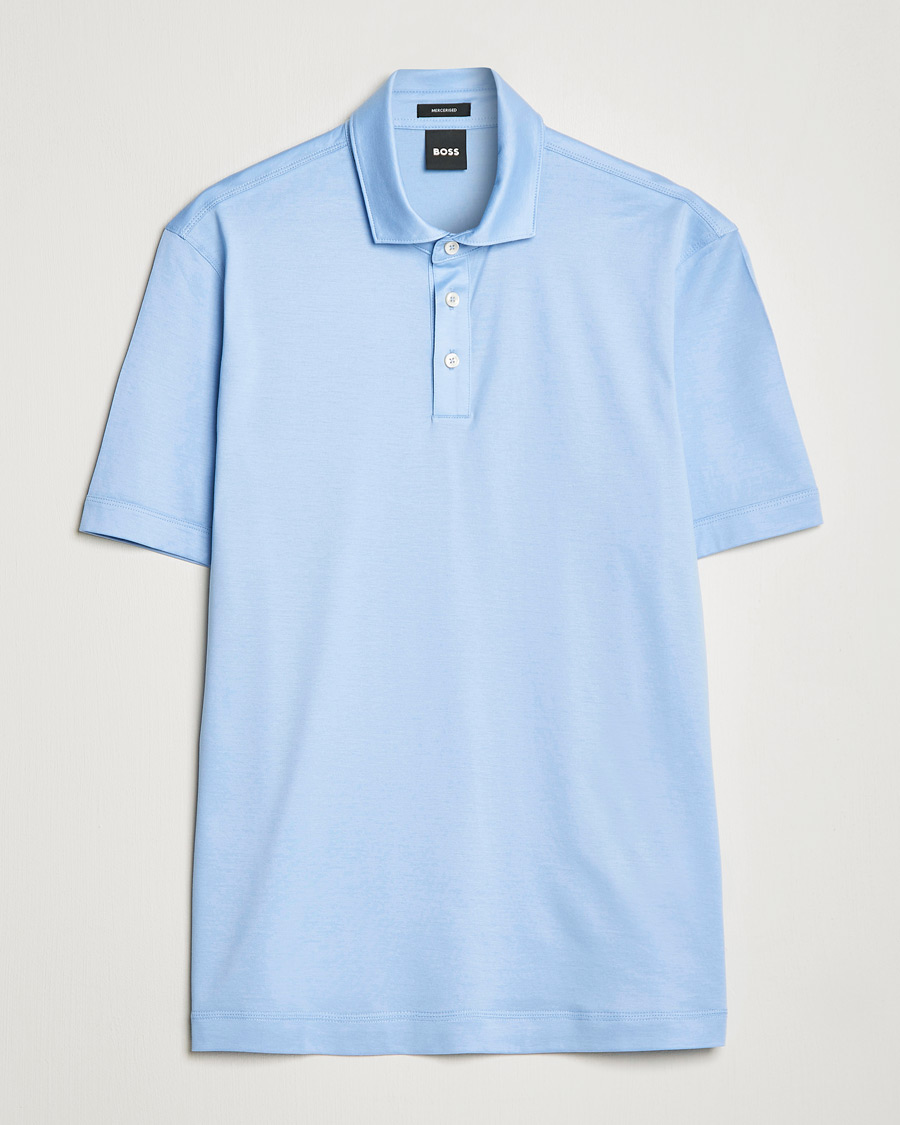 Hombres | Polos | BOSS BLACK | Press Cotton/Lyocell Polo Open Blue