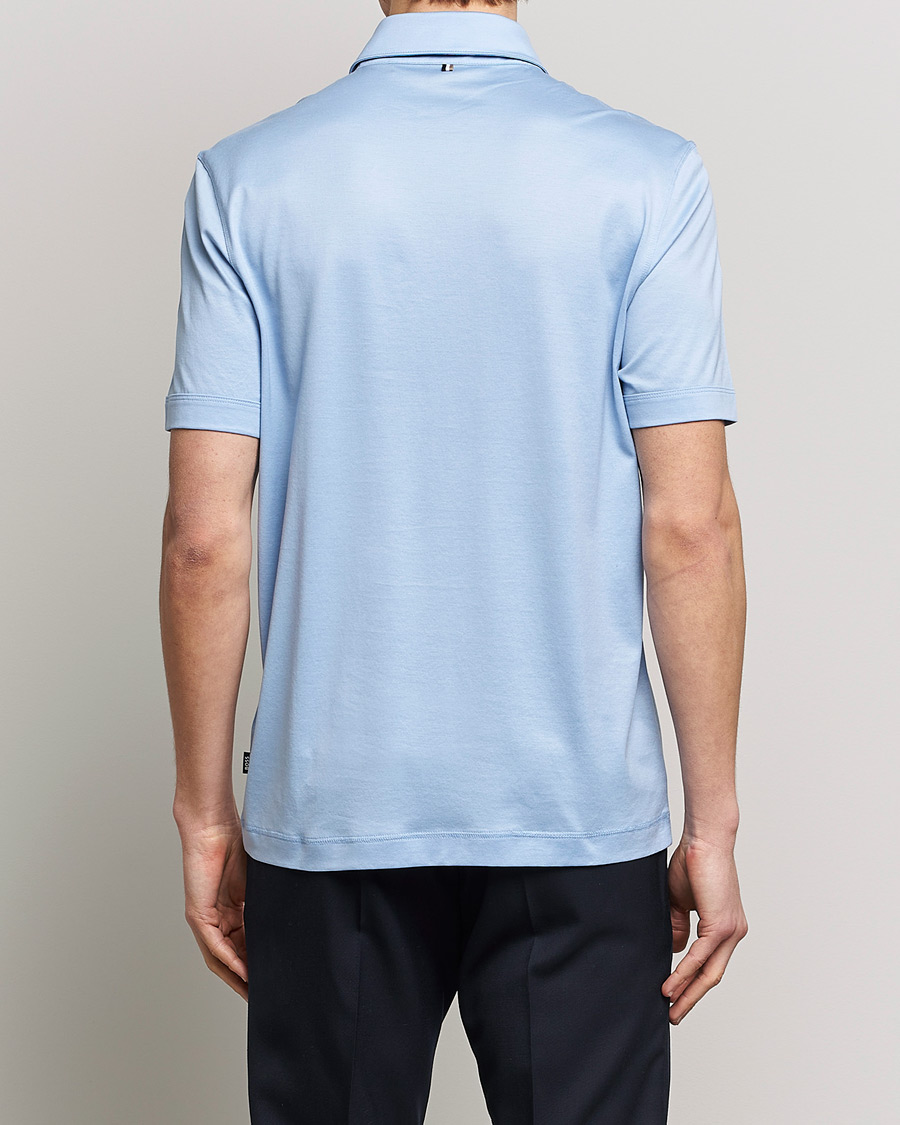 Hombres | Polos | BOSS BLACK | Press Cotton/Lyocell Polo Open Blue