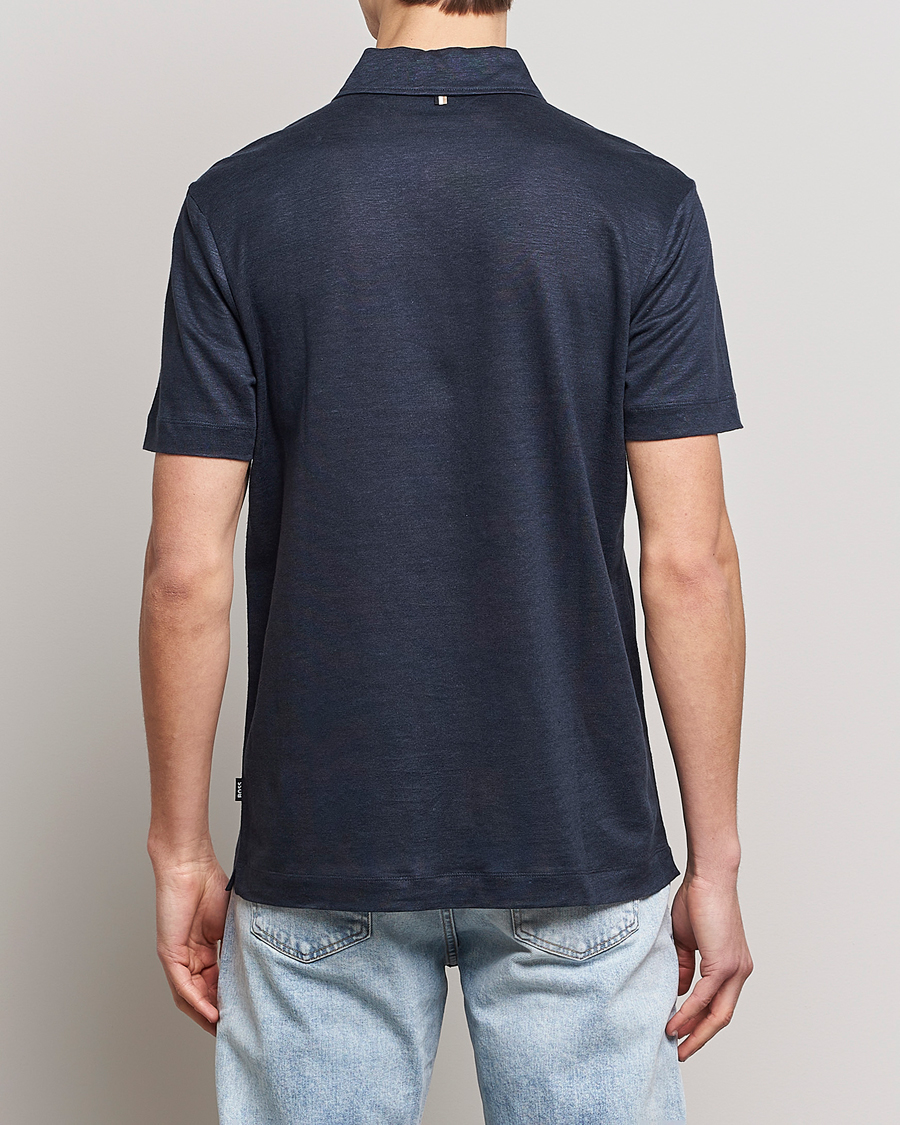 Hombres | Polos | BOSS BLACK | Press Linen Polo Dark Blue