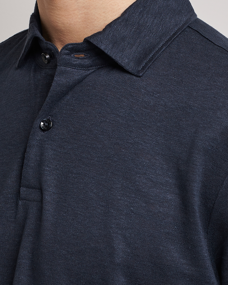 Hombres | Polos | BOSS BLACK | Press Linen Polo Dark Blue