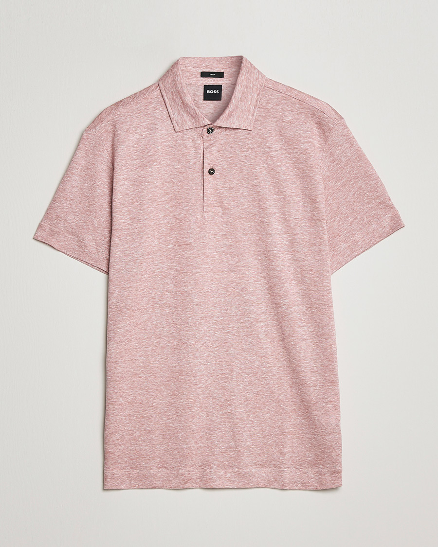 Hombres | Polos | BOSS BLACK | Press Linen Polo Open Pink