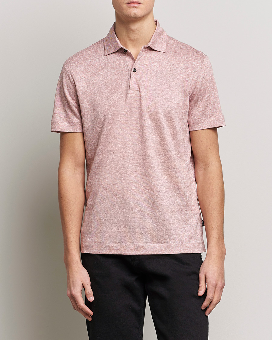 Hombres | Polos | BOSS BLACK | Press Linen Polo Open Pink