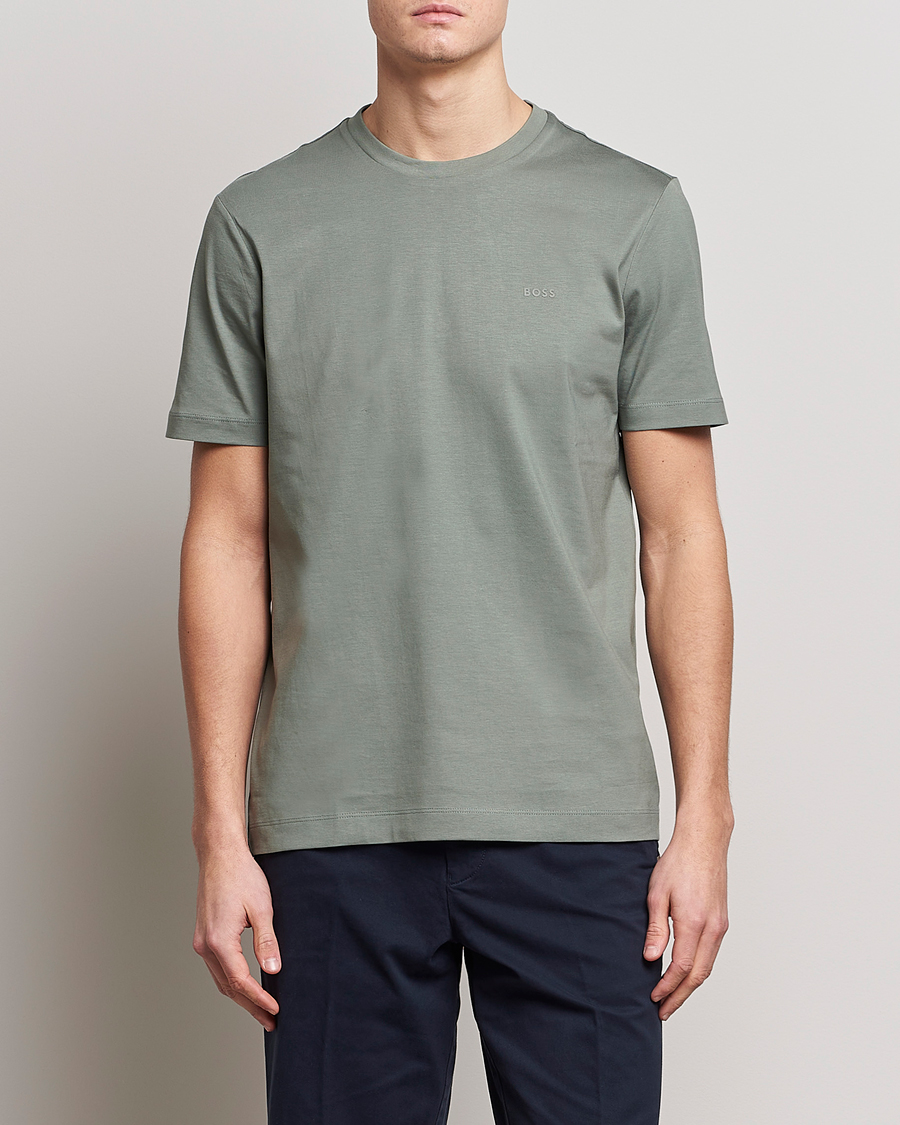 Hombres | Camisetas | BOSS BLACK | Thompson Logo Crew Neck T-Shirt Open Green