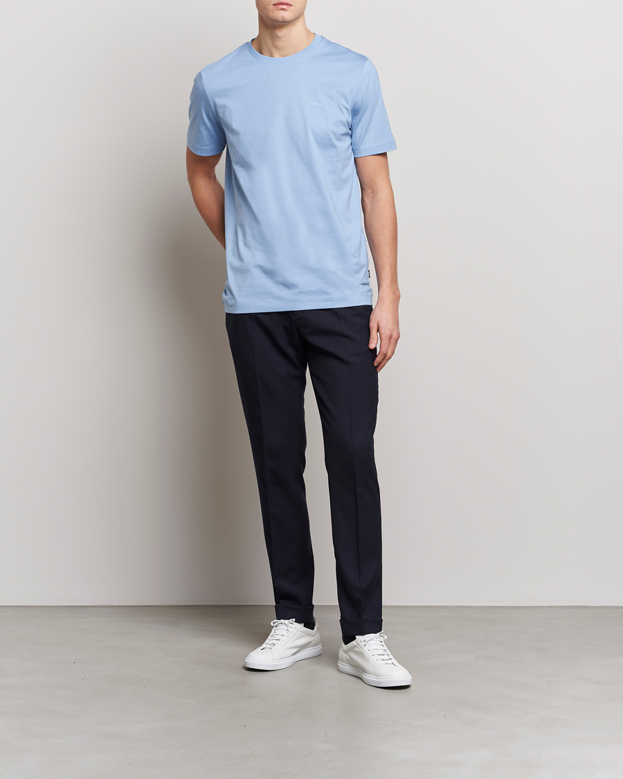 Hombres | Camisetas | BOSS BLACK | Thompson Logo Crew Neck T-Shirt Open Blue