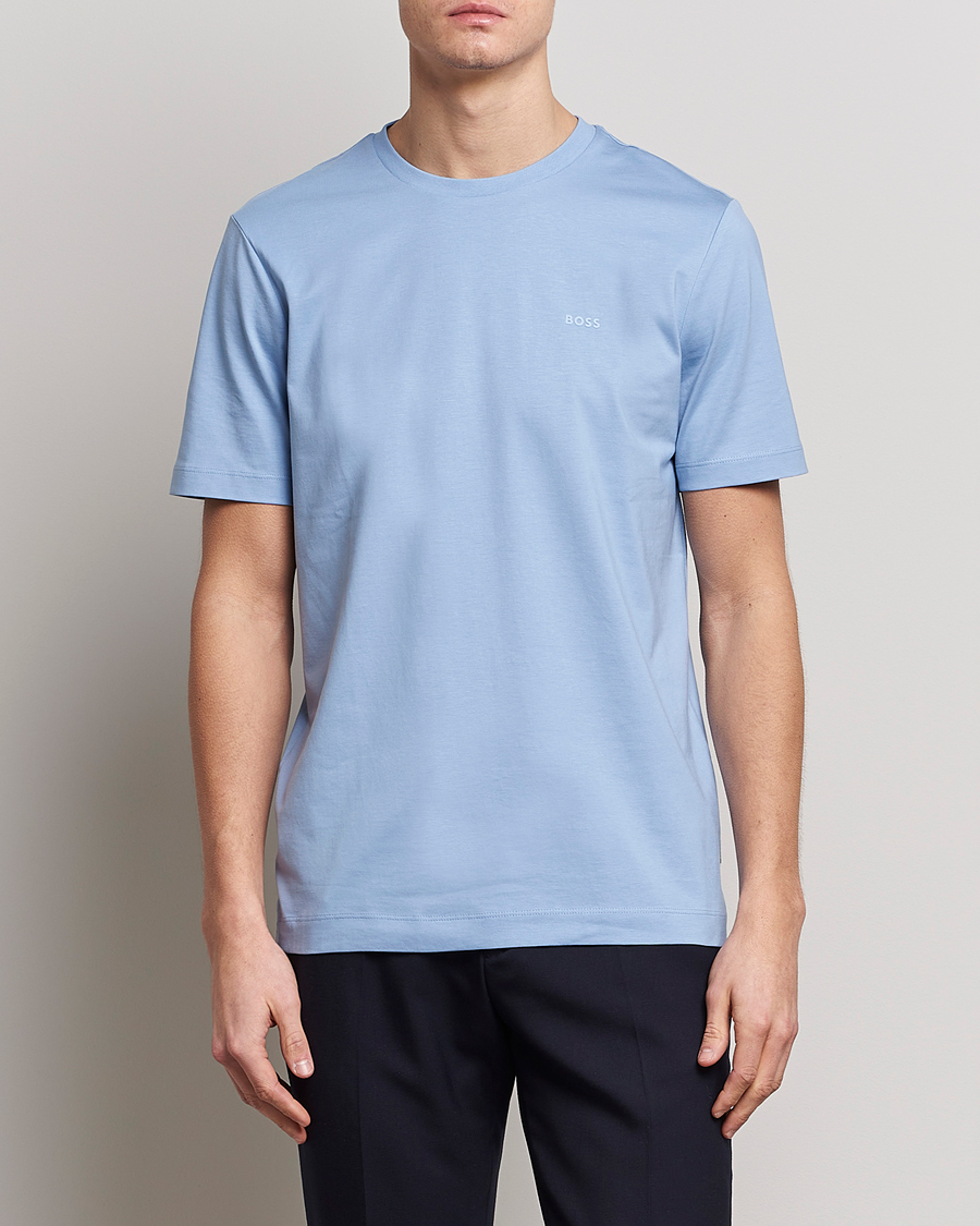 Hombres | Camisetas | BOSS BLACK | Thompson Logo Crew Neck T-Shirt Open Blue