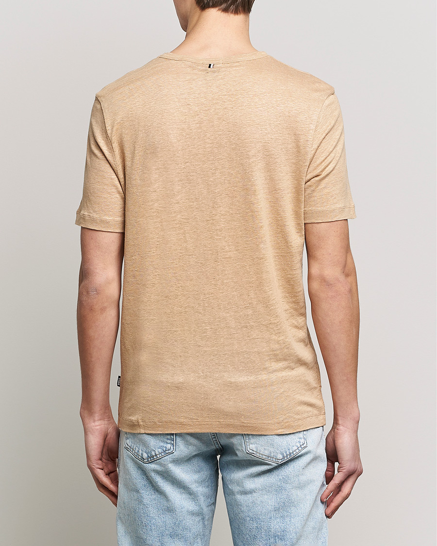 Hombres | Camisetas | BOSS BLACK | Tiburt Linen Crew Neck T-Shirt Medium Beige