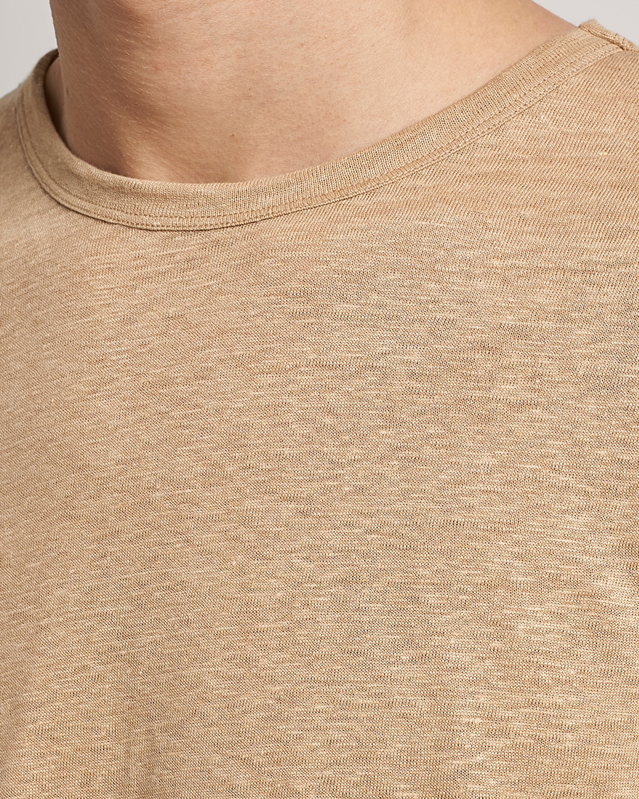 Hombres | Camisetas | BOSS BLACK | Tiburt Linen Crew Neck T-Shirt Medium Beige