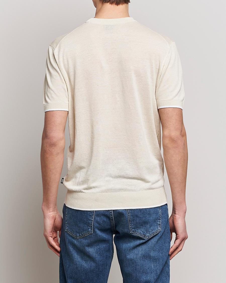 Hombres | Camisetas | BOSS BLACK | Giacco Knitted Crew Neck T-Shirt Open White