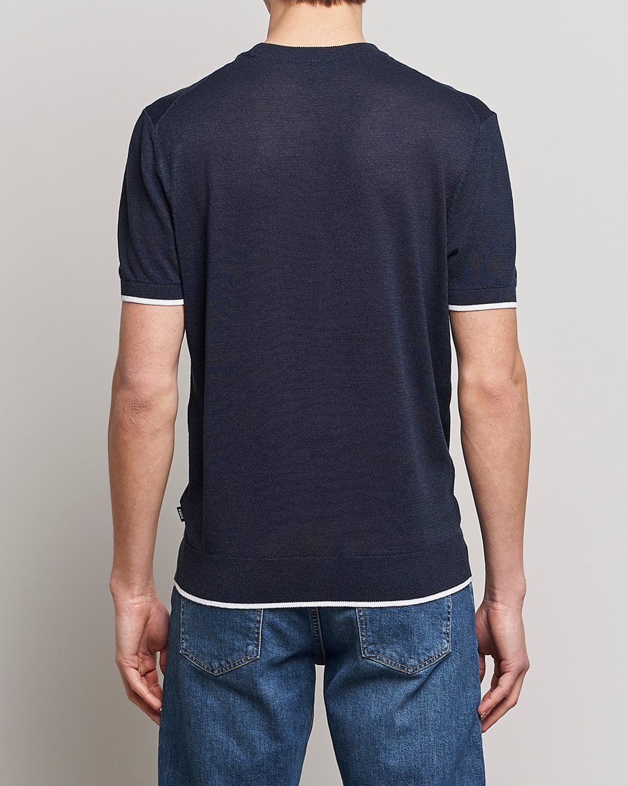 Hombres | Camisetas | BOSS BLACK | Giacco Knitted Crew Neck T-Shirt Dark Blue