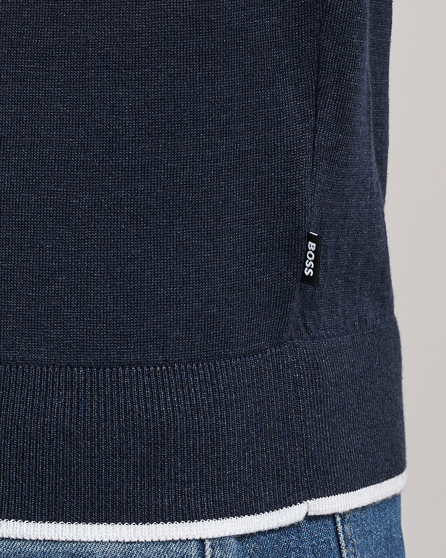 Hombres | Camisetas | BOSS BLACK | Giacco Knitted Crew Neck T-Shirt Dark Blue