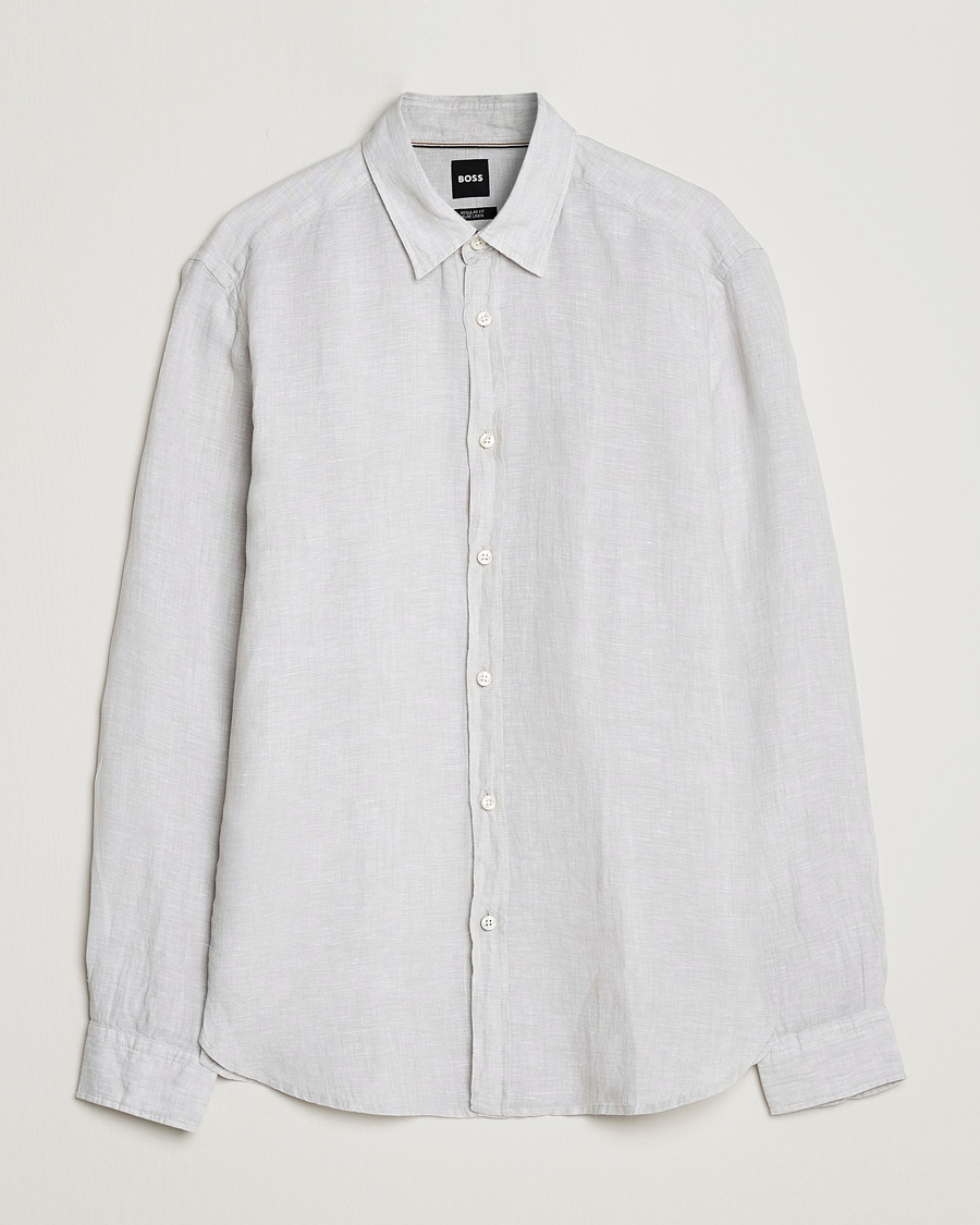 Hombres | Camisas | BOSS BLACK | Liam Linen Shirt Light Grey