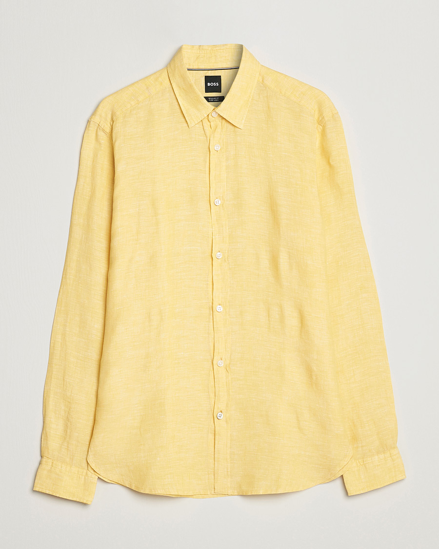 Hombres | Camisas | BOSS BLACK | Liam Linen Shirt Bright Yellow