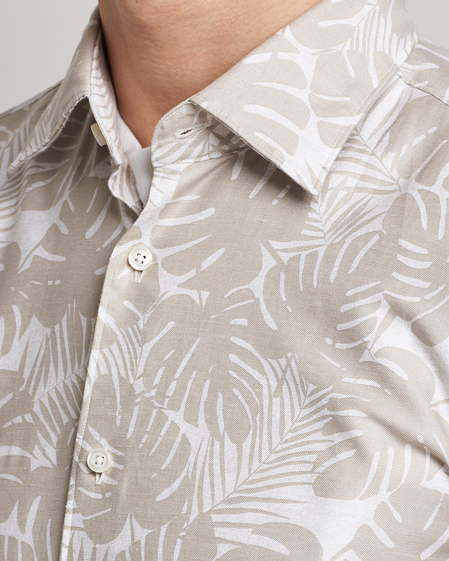 Hombres | Camisas | BOSS BLACK | Hal Cotton/Linen Flower Shirt Light Beige