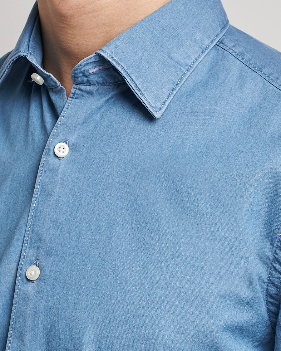 Hombres | Camisas | BOSS BLACK | Hal Slim Fit Denim Shirt Open Blue