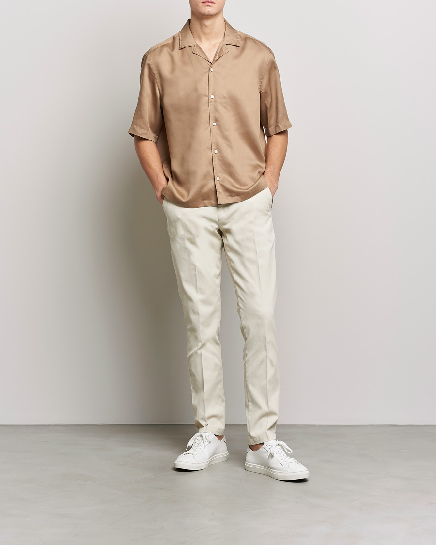 Hombres | Camisas | BOSS BLACK | Lars Resort Collar Short Sleeve Medium Beige