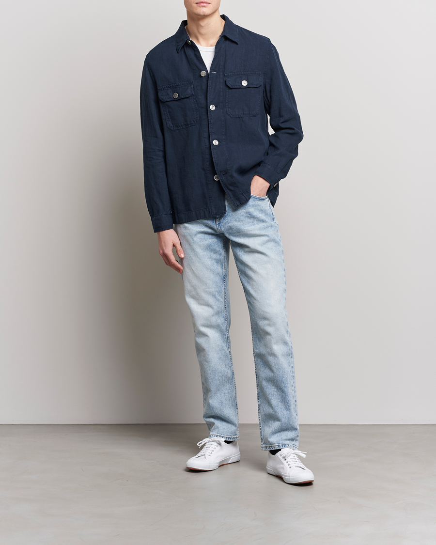 Hombres | Camisas | BOSS BLACK | Carper Linen Overshirt Dark Blue