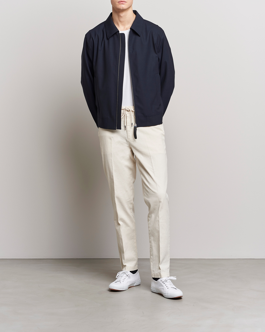 Hombres | Pantalones | BOSS BLACK | Kane Cotton/Linen Drawstring Trousers Open White