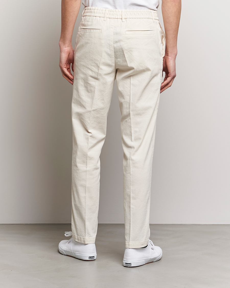 Hombres | Pantalones | BOSS BLACK | Kane Cotton/Linen Drawstring Trousers Open White
