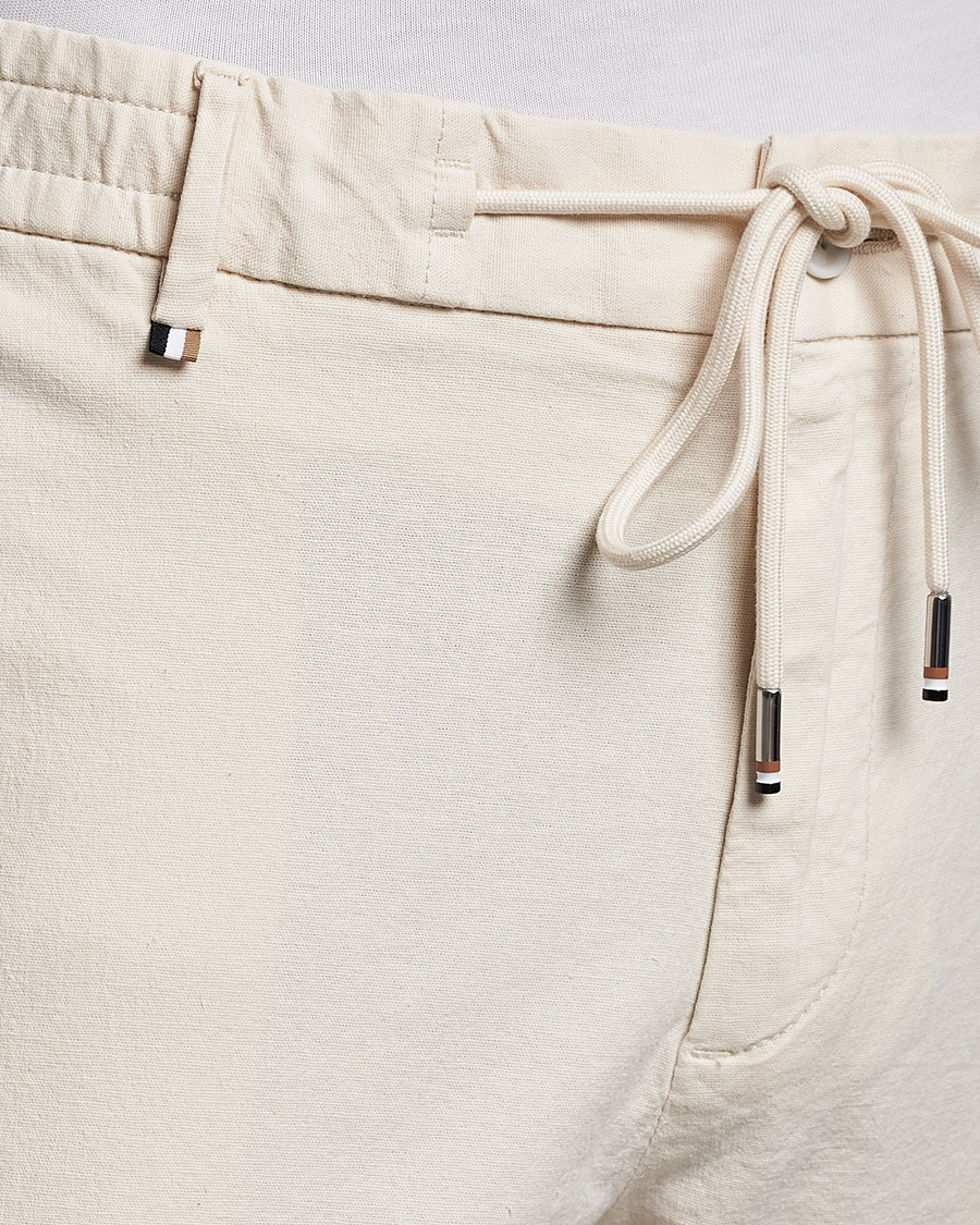 Hombres | Pantalones | BOSS BLACK | Kane Cotton/Linen Drawstring Trousers Open White
