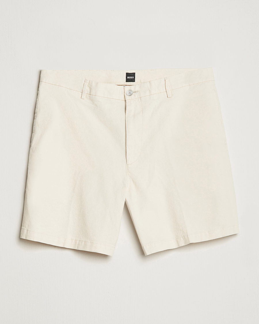 Hombres | Pantalones cortos | BOSS BLACK | Karlos Cotton/Linen Shorts Open White