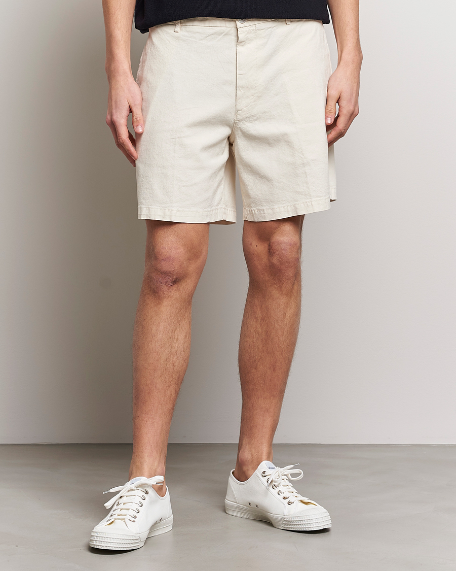 Hombres | Pantalones cortos | BOSS BLACK | Karlos Cotton/Linen Shorts Open White