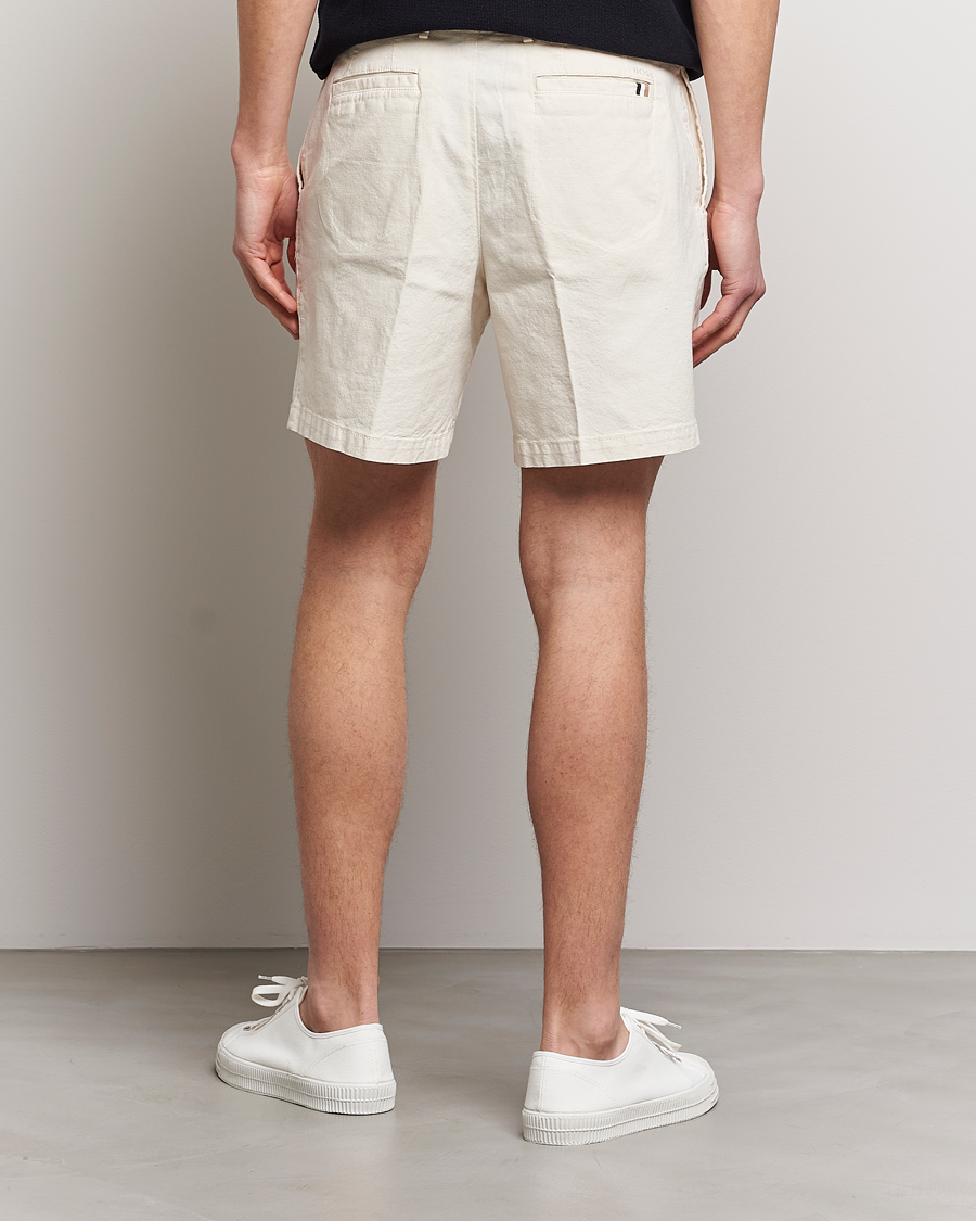 Hombres | Pantalones cortos | BOSS BLACK | Karlos Cotton/Linen Shorts Open White
