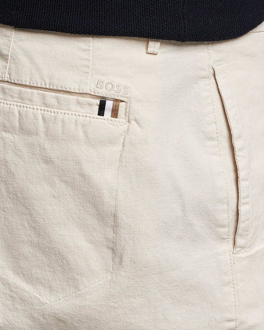 Hombres | Pantalones cortos | BOSS BLACK | Karlos Cotton/Linen Shorts Open White