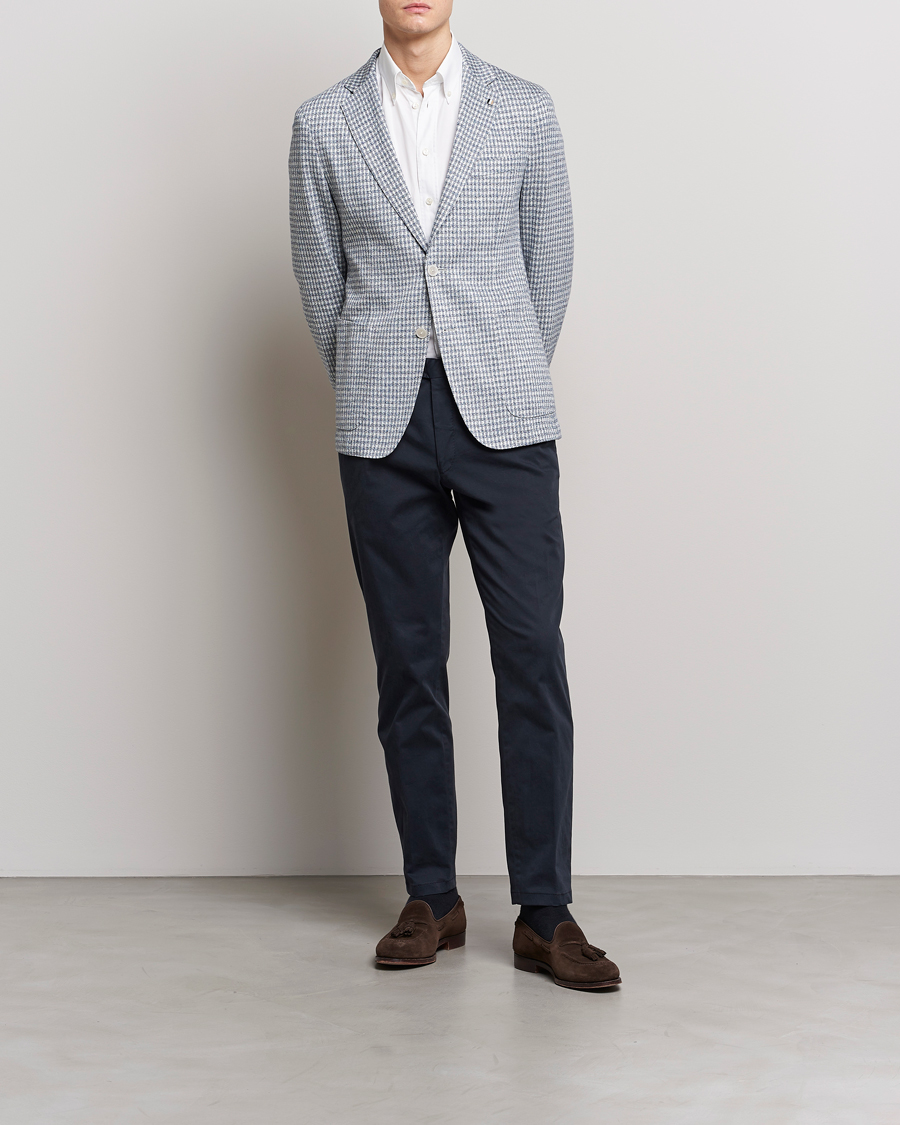 Hombres | Blazers | BOSS BLACK | Hanry Linen/Cotton Structured Blazer Open Blue