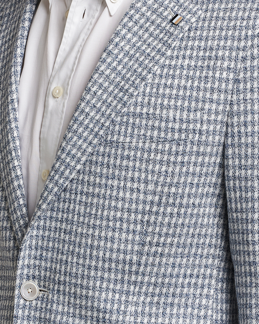 Hombres | Blazers | BOSS BLACK | Hanry Linen/Cotton Structured Blazer Open Blue