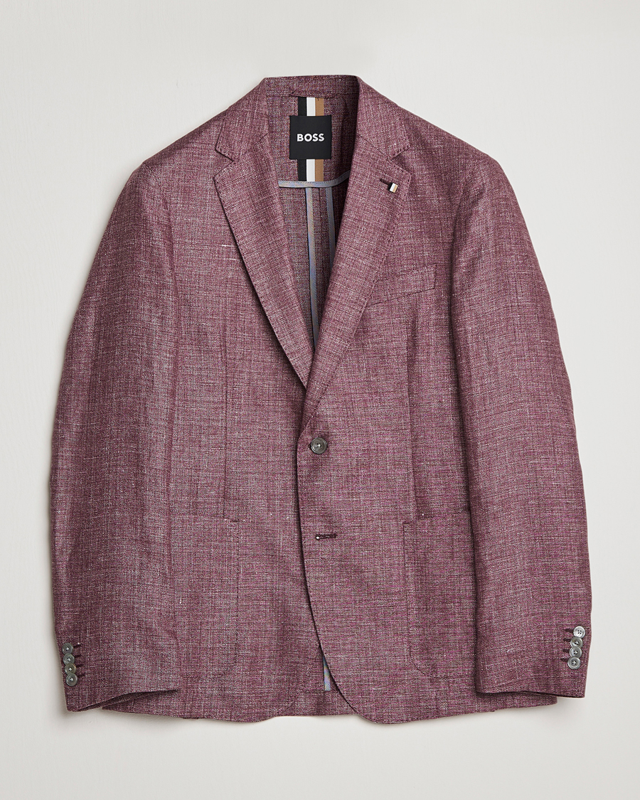 Hombres | Blazers | BOSS BLACK | Hanry Linen/Wool Blazer Dark Red