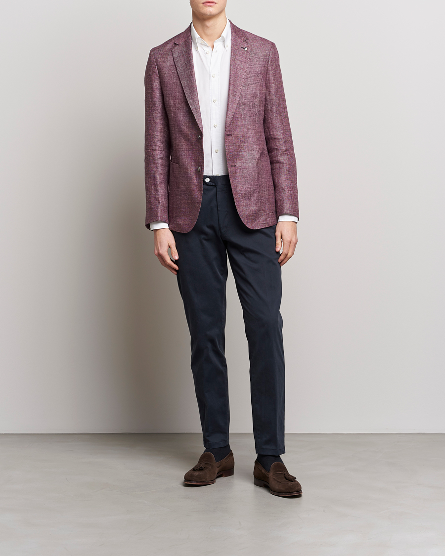 Hombres | Blazers | BOSS BLACK | Hanry Linen/Wool Blazer Dark Red