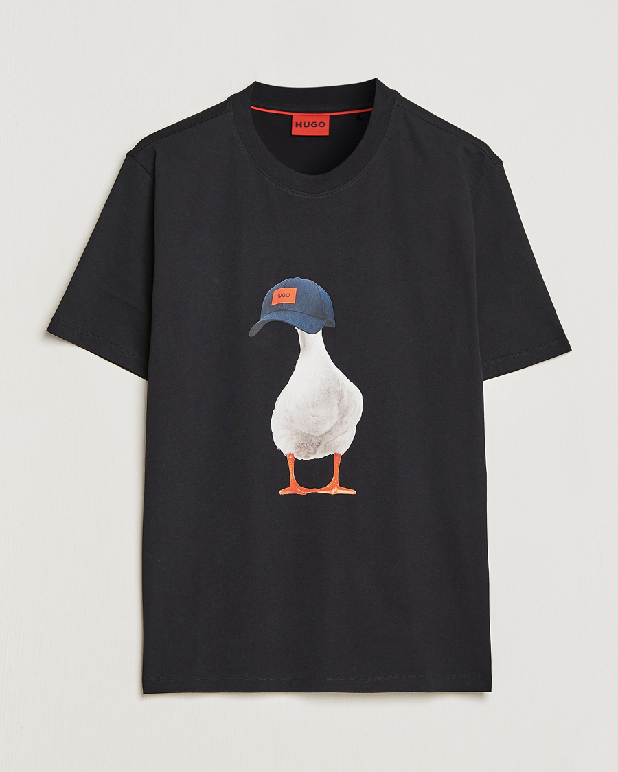 Hombres | Camisetas | HUGO | Ducky Printed Crew Neck T-Shirt Black