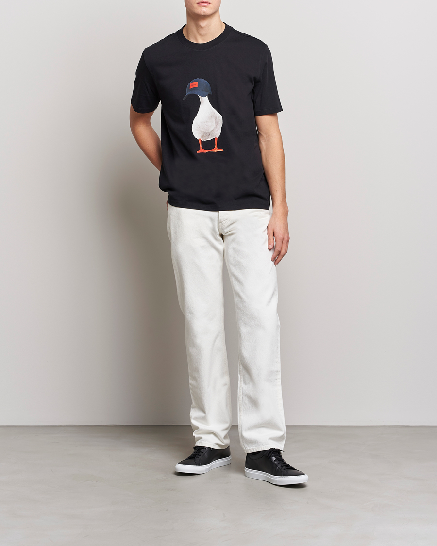 Hombres | Camisetas | HUGO | Ducky Printed Crew Neck T-Shirt Black
