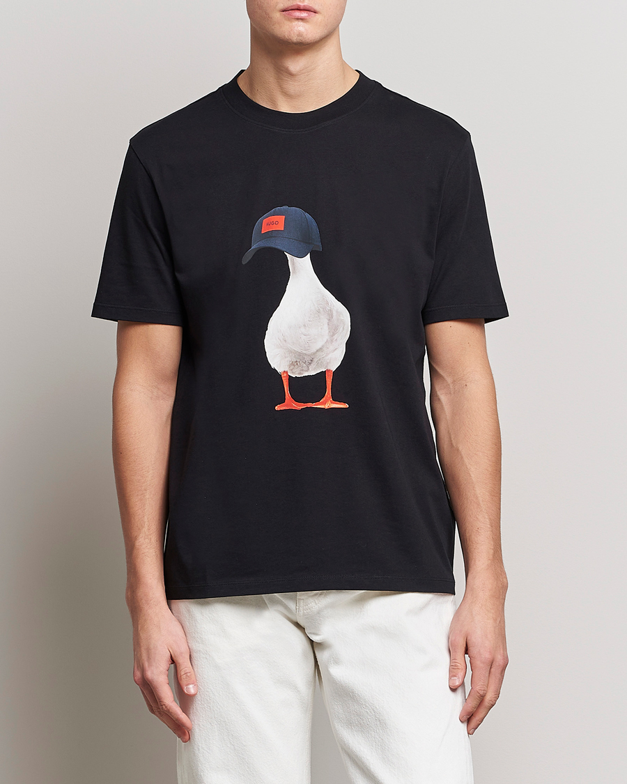 Hombres | Camisetas | HUGO | Ducky Printed Crew Neck T-Shirt Black