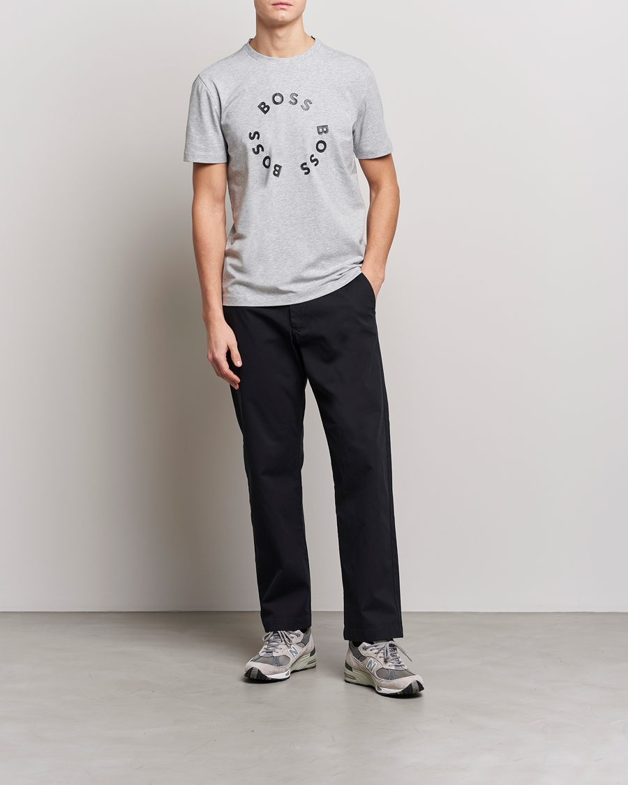Hombres | Camisetas | BOSS GREEN | Circle Logo Crew Neck T-Shirt Light Grey