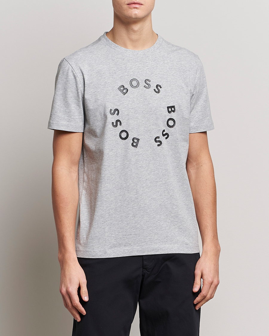 Hombres | Camisetas | BOSS GREEN | Circle Logo Crew Neck T-Shirt Light Grey