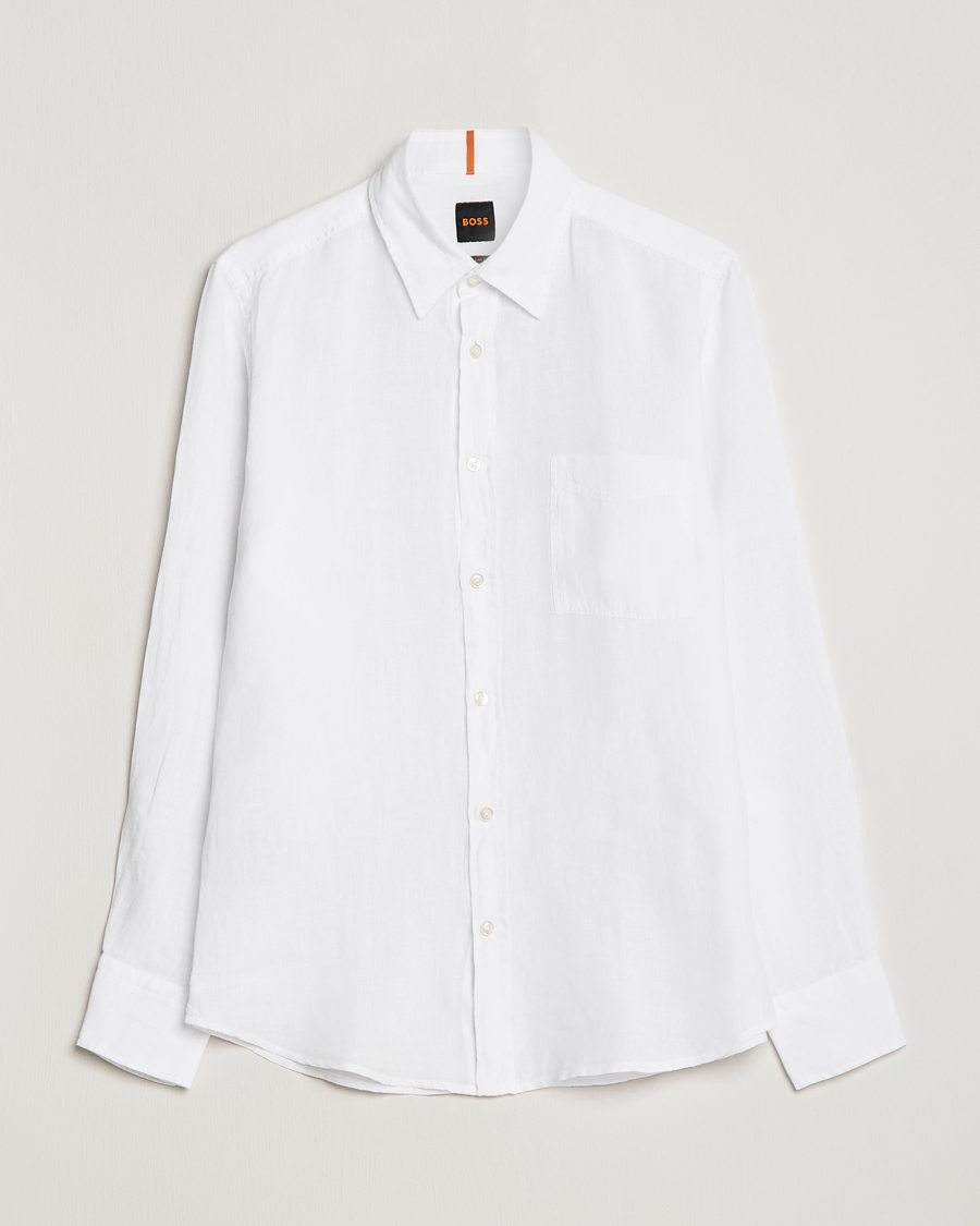 Hombres | Camisas | BOSS ORANGE | Relegant Linen Shirt White