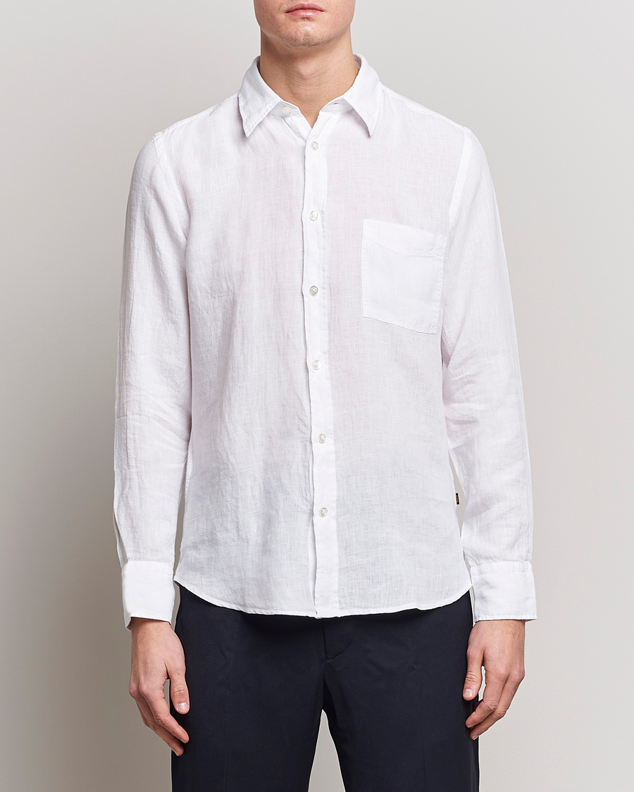 Hombres | El armario de lino | BOSS ORANGE | Relegant Linen Shirt White