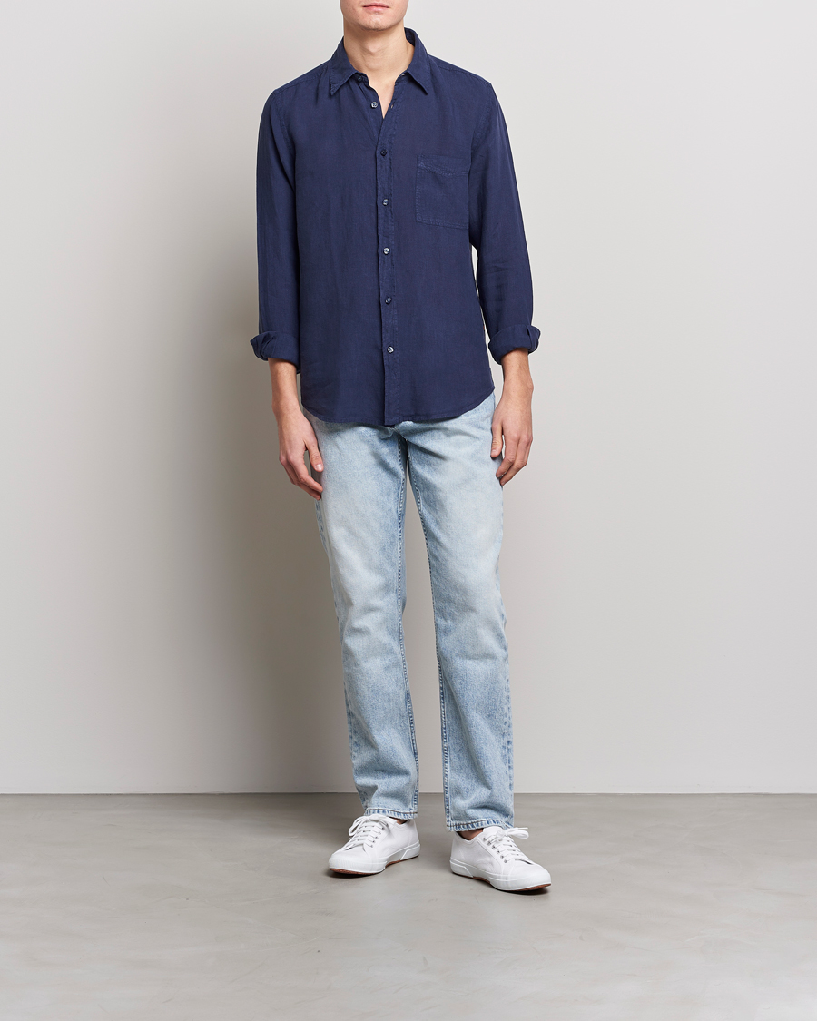 Hombres | Camisas | BOSS ORANGE | Relegant Linen Shirt Navy