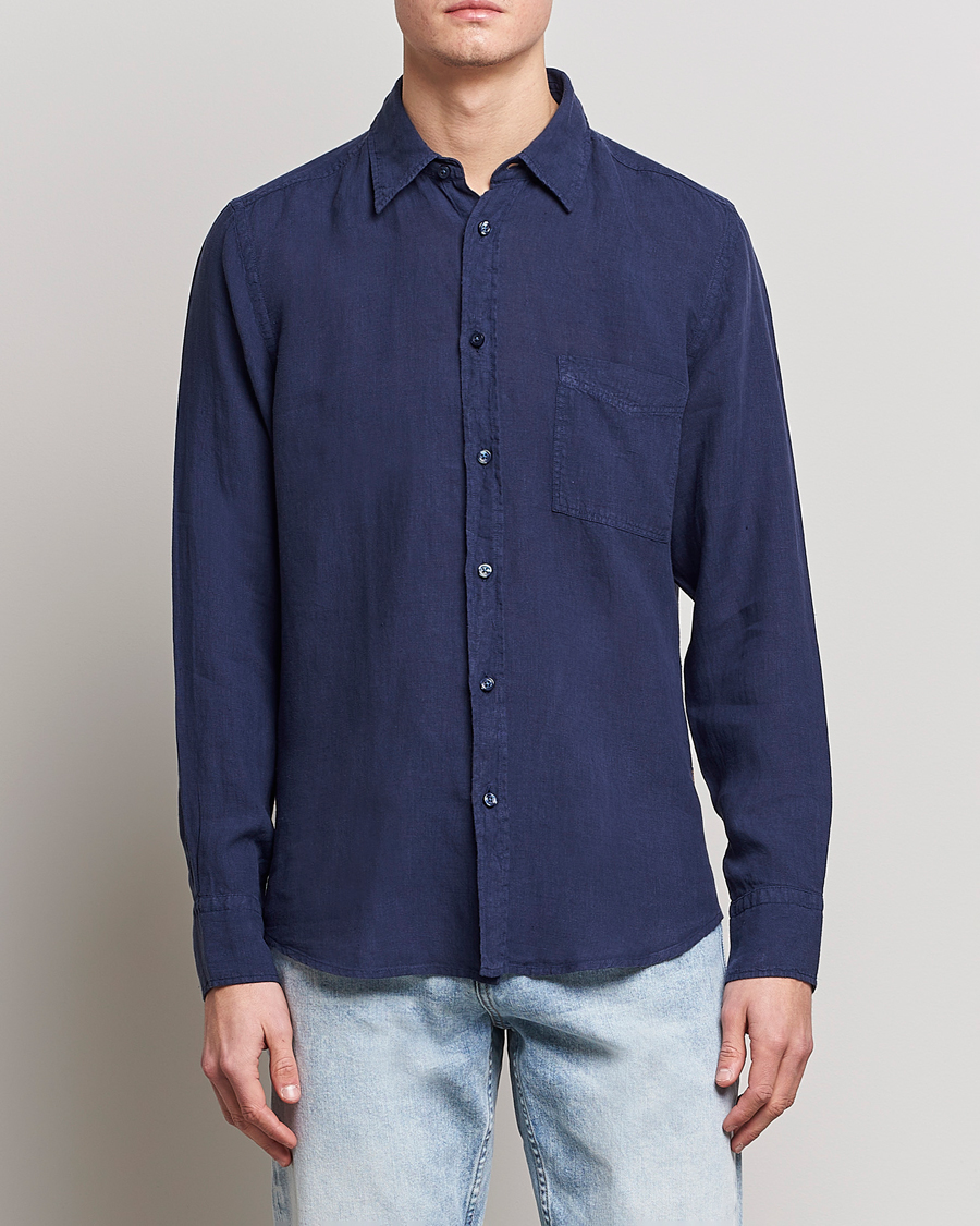 Hombres | Camisas | BOSS ORANGE | Relegant Linen Shirt Navy